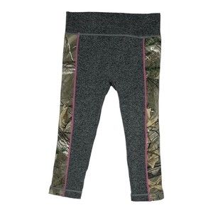 Realtree Camo‎ Women's Cropped Legging Heather Gray Green Camo Pink Accents S/M